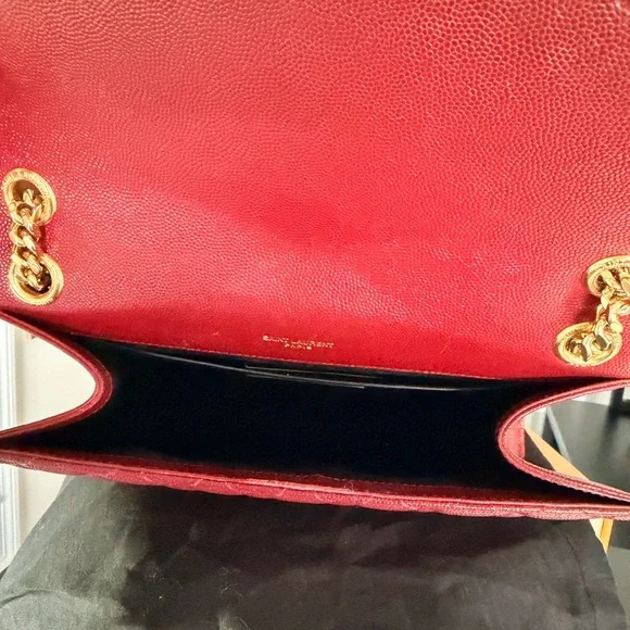 Yves Saint Laurent Envelope Scarlet Quilted Shoulder Bag Gold Chain YSL - Picture 12 of 16